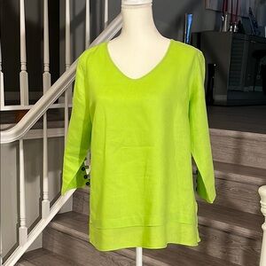Ali Miles Green Boxy 3/4 Sleeve Blouse